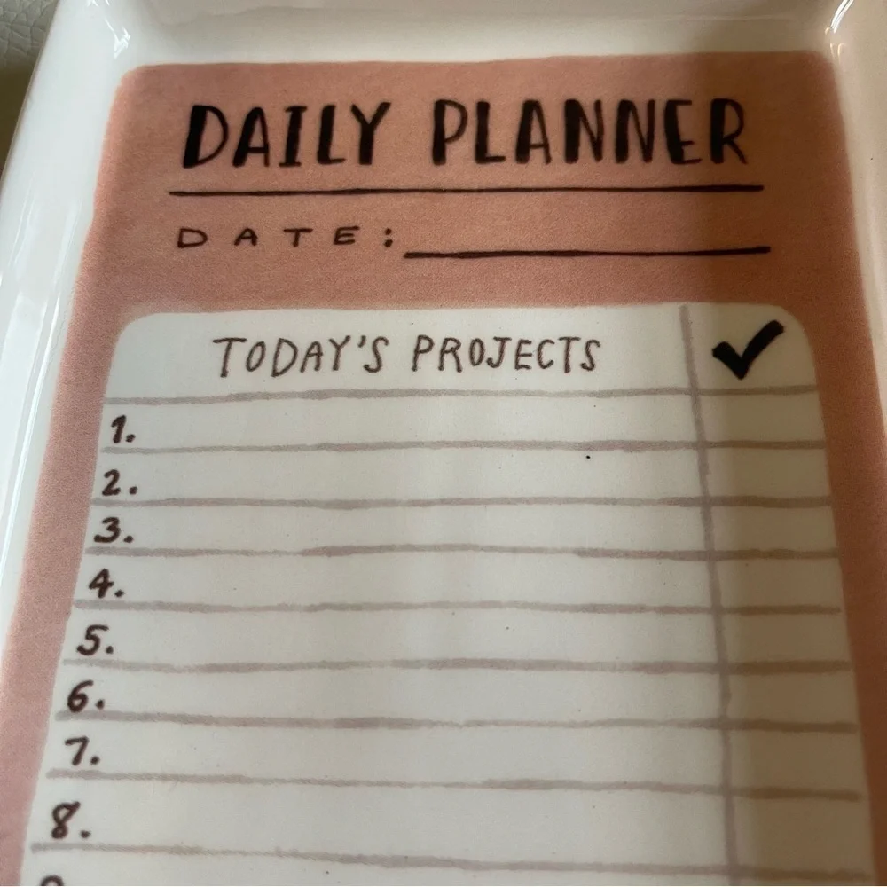 Rae Dunn daily planner tray ceramic can use dry erase markers